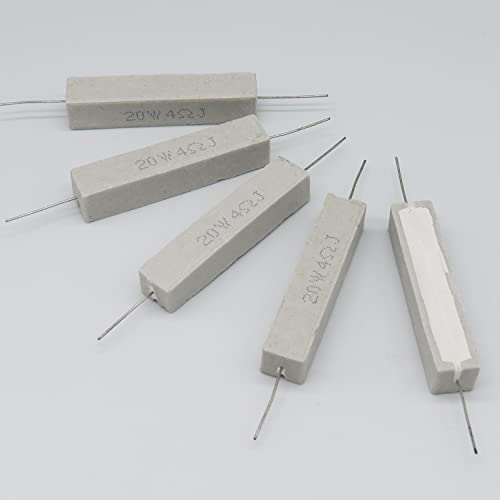 Dimlove Cement Resistor,10 Pcs 20W 4 Ohm 5% Axial Lead Wire Resistor White Wound Fixed Ceramic Resistors Wirewound Power Flame Heat Moisture Resistance Precharge Horizontal #TOP3
