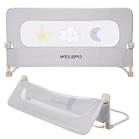 welspo Folding Toddler Bed Rails, Baby Bed Rail Guard, Height Adjustable and Foldable Bed Rail for Toddlers, Kids, fit Twin, Queen, King, Full, Bunk Beds (Grey, 47inch)