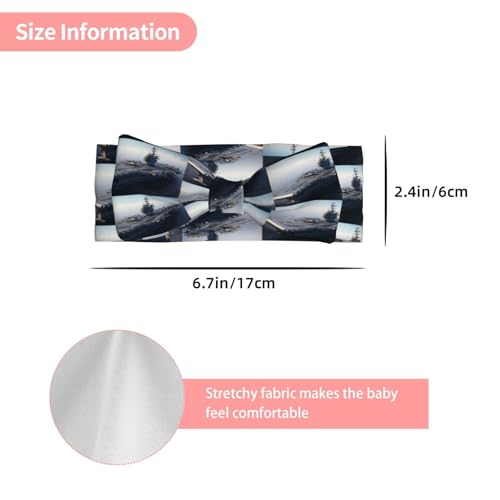 Aircraft Carrier Pattern Baby Bow Headband Super Stretchy Soft Bows Hair Accessories for Newborn Infants Toddlers Kids Girls3