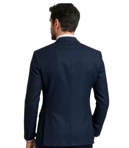 Image of Solid Single Breasted Blazer for Men, Blue, Formal Party and Wedding Festive Style