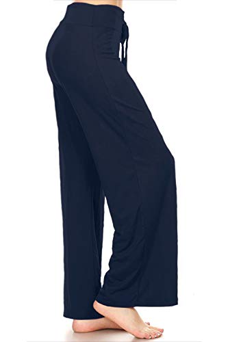 Image of Leggings Depot Women's Wide Leg Drawstring Pajama Pants for Lounge, Sleep | Soft, Breathable Poly-Span, Drawstring Waist, Comfy, Casual, Yoga, Everyday