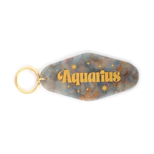 Astrological Leo Zodiac Sign Acrylic Keychain with Gold Stars