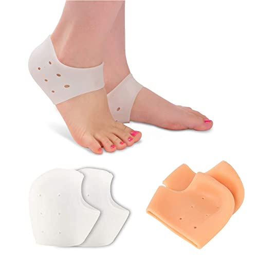 UYST 4 Stück Gel Fersenschutz Silikon Pads Silicone Heel Protector Silikon Fersenschutz Ferse Socken Fersenschutz Silikon Pads für Fersenschmerzlinderung Trockene Rissige Ferse für Herren und Damen Cover