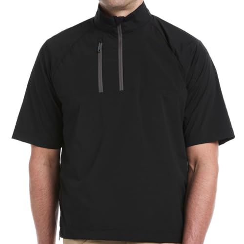Ben Hogan Men's Packable Short Sleeve 1/4 Zip Rain Jacket - Caviar XL