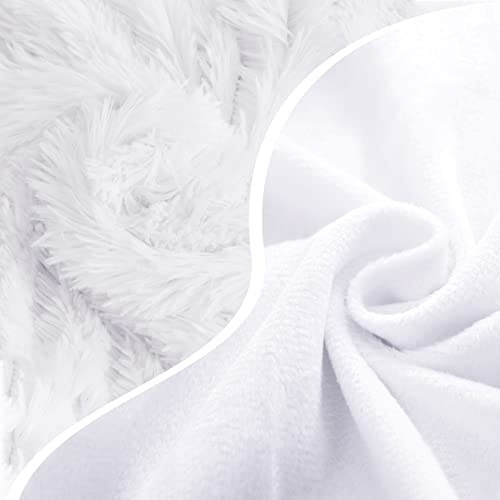 Plush Fluffy Duvet Cover Queen 3 Pieces, Soft Shaggy Faux Fur And Velvet Reverse Queen Duvet Cover Set With Zipper Closure & Corner Ties, Fuzzy Comforter Cover With 2 Pillow Cases (White, 90X90) #TOP4