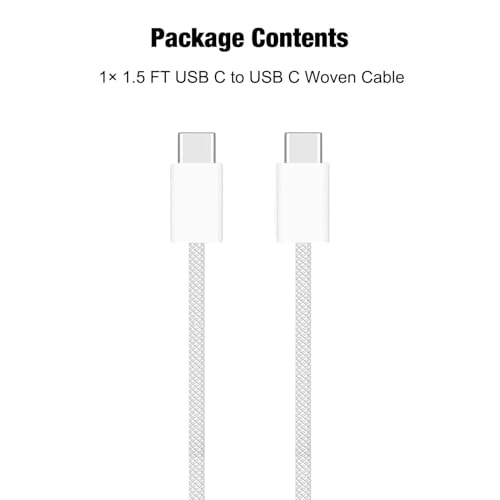 Image of Short iPhone 17 /17e /16 /16e /15 USB C to USB C Woven Cable for iPhone 17Air, 16 15 Pro Max,Plus, 60W Charging Cord for AirPods 4 /Pro (2nd /3rd Gen), iPad 10th Gen /iPad Pro /Air 5 4th Charger Cable (1.5ft)