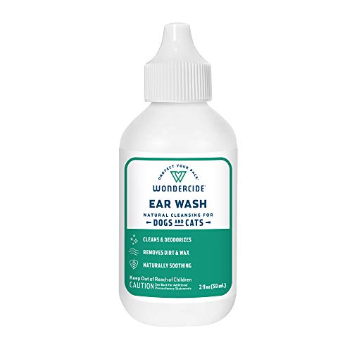 Wondercide Natural Products - Deodorizing Ear Wash Drops for Dogs and Cats - Gentle Plant-Based Pet Ear Cleaner - Alcohol-Free - 2 Fl oz
