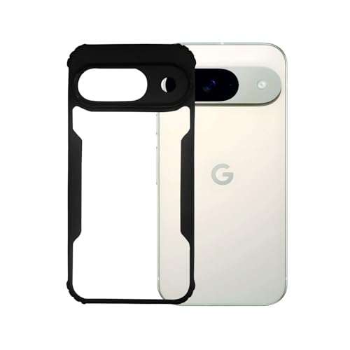 Image of AIBEX Crystal Clear Back Cover Case for Google Pixel 9 5G | 360 Degree Protection | Shock Proof Design | Transparent Back Cover Case (PC & TPU, Black Bumper)