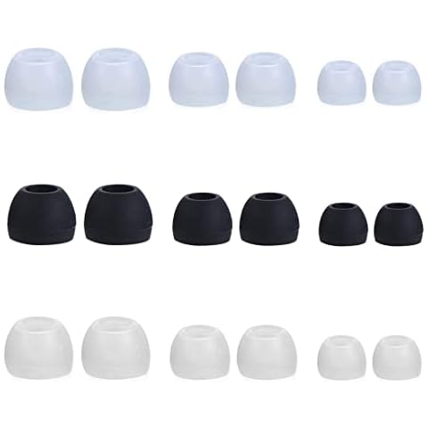 MenYiYDS 18 Pcs Replacement Silicone Ear Tips Replacement Memory Foam Earbud Tip Noise Isolation Cover Compatible with Most In-Ear Headphones 3 Colors 3 Sizes (White, Clear and Black) Cover