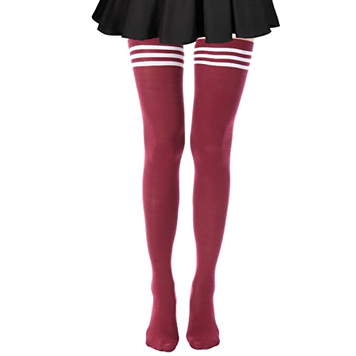 Image of DRESHOW Extra Long Thigh High Socks Long Boot Stockings Striped Over Knee Socks for Women Leg Warmers