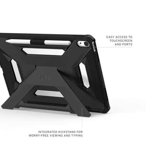 Image of Urban Armor Gear UAG Designed for iPad Air 11 inch Case (8th /7th /6th Gen, M5 /M4 /M2) (A3360, A3361, A3362) Scout Plus Rugged Protective Cover with Kickstand and Pencil Holder - Black