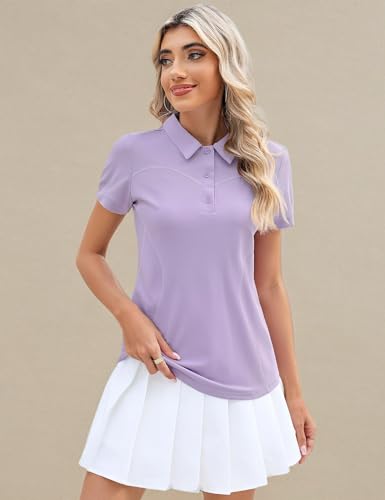 Image of TFSDOD Womens Golf Polo Shirts Collared Short Sleeve T Shirt Lightweight Moisture Wicking Polo Casual 3 Buttons Outfits