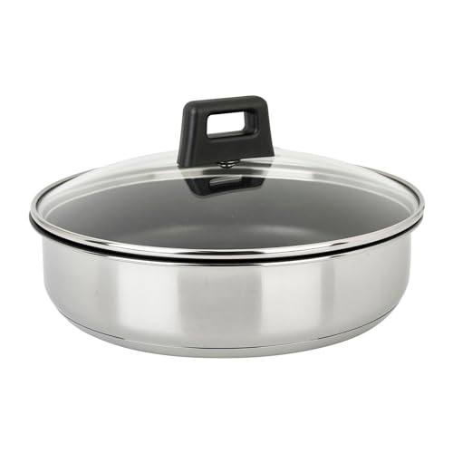 Sitram 715022 Sauteuse Acier Inoxydable SITRAMOVIBLE ARPEGE Ø24cm - Revêtement intérieur anti-adhésif sans PFOA - Couvercle Vapeur en Verre- Tout feux dont induction...