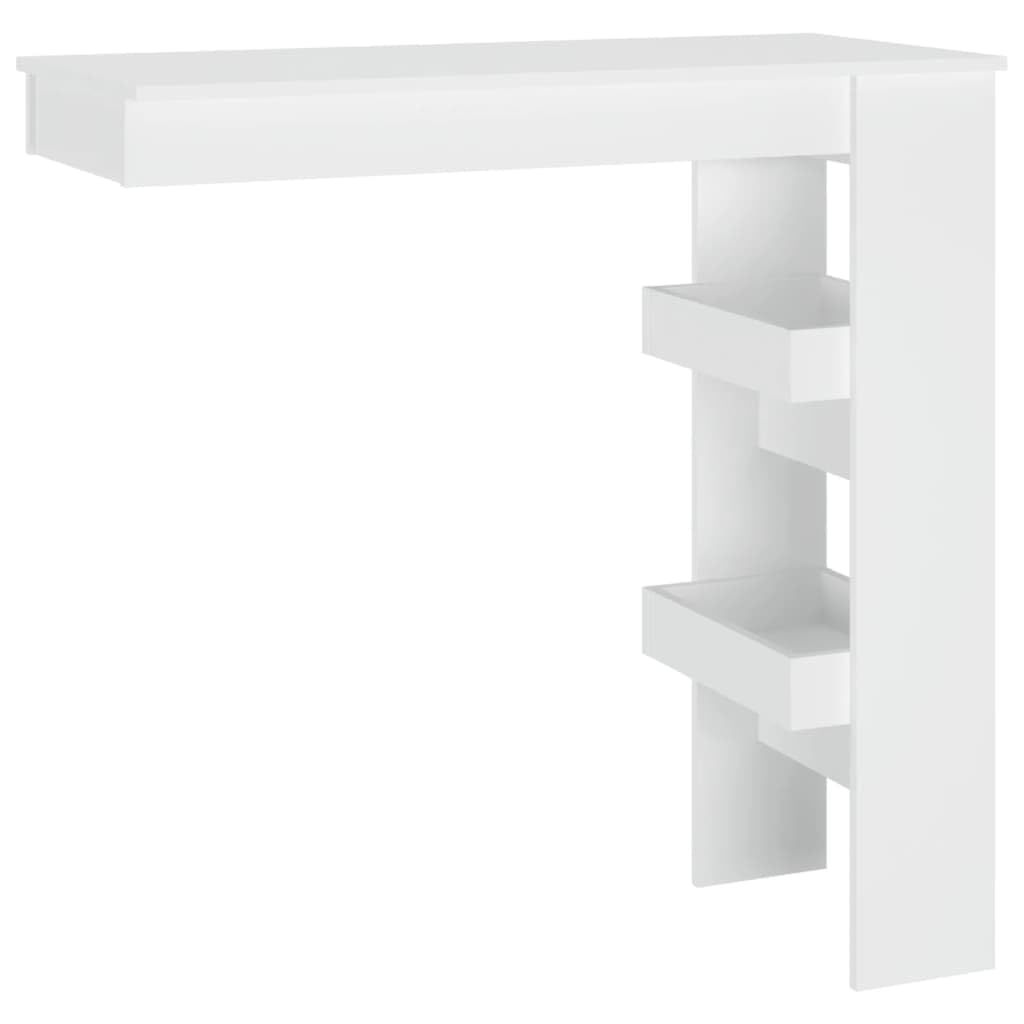 vidaXL Mesa de Bar de Pared Mesita de Comedor Alta Pub Barra Salón Cocina Restaurante Cafetería Muebles Madera Contrachapada Blanco 102x45x103,5cm