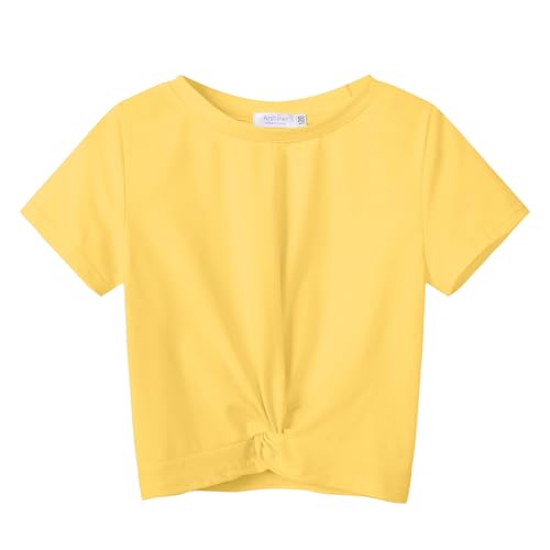 Image of Arshiner Girls Casual Tie Dye Short-Sleeve T-Shirt Cute Print Summer Blouse for Girls Twist Front Tunic Tee Tops