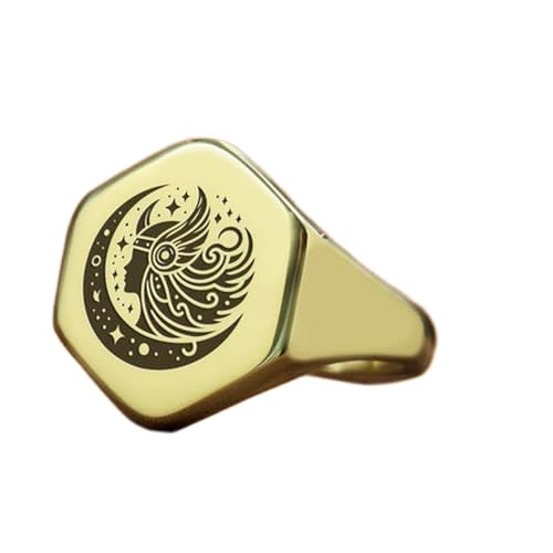 Bague Valkyrie hexagonale en argent 925 plaqué or, élégance vintage fait main