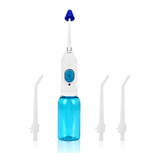 Portable Oral Irrigator Water Flosser Dental Water Jet Toothbrush Toothpick Nasal Irrigator Implement Teeth Cleaner Oral Hygiene flossers For Home Travel with 4pcs Nozzles (Blue) - Thumbnail 5