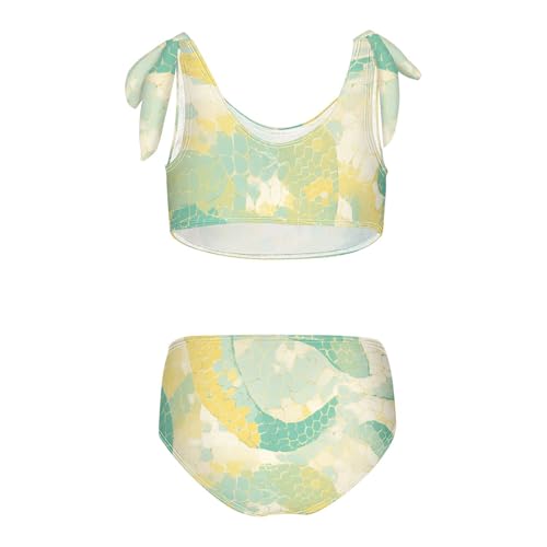 KLL Snake Skin Pattern Texture Girl 2 Piecing Bikini Set Scoop Neck Bathing Suit Swimwear Adjustable Strap2