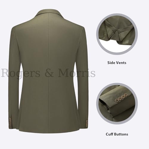 Rogers & Morris Men's Blazer 2 Buttones Casual Slim Fit Suit Jacket Wool Sport Coat Chaqueta de Traje para Hombre 7