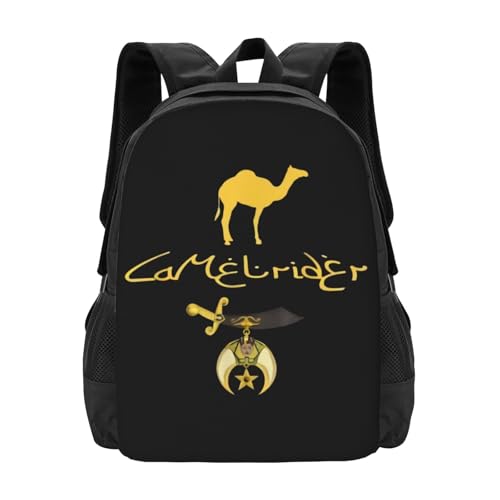 Camel Rider Shriner Masonic Symbol Freemason Backpack Lightweight Large Capacity Laptop Backpack Travel Backpacks for Unisex