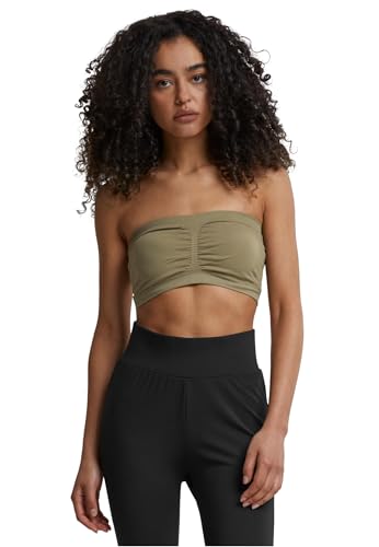 Urban Classics Top Banda con Relleno Mujer Top Caqui S 90% Nylon, 10% elastán Estrechos