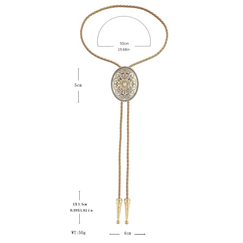 Image of GelConnie Floral Bolo Tie for Men Womens Bolo Tie Necklace Native American Black Men's Bolo Ties Western Cowboy Bolero Ties