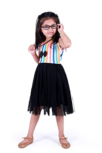 Image of TAGAS Baby-Girl's Valantino & Net Fit and Flare Standard Length Dress (KD-405-PINK-7 Pink 7 8 Years)