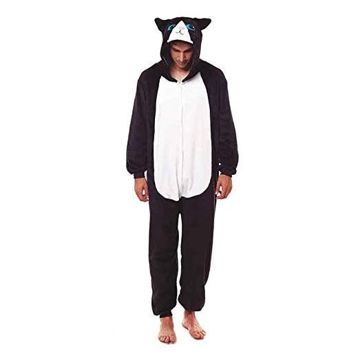 Pijamas Enteros de Animales Adultos Unisex (Tallas de Adultos S a L) Disfraz Gato Negro Mono Enterizo Adulto Carnaval Fiestas【Talla L】