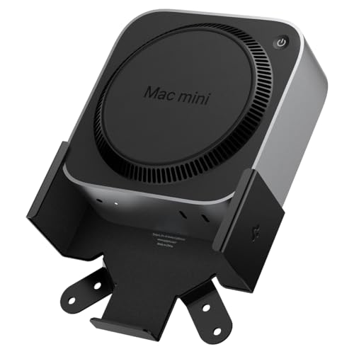 Spigen Mount Designed for Mac Mini M4/M4 Pro (2024) VESA Anti-Scratch Behind Monitor, Under The Desk, Wall Stand VESA Hole Strong Adhesive LD205 - Black