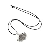 OUNONA Collar de Ginkgo Biloba para Mujer, Colgante Étnico de Plata Antigua, Cadena Larga, Joyería Elegante para Ocasiones Obsequios y Regalos, Accesorio Bohemio de Moda