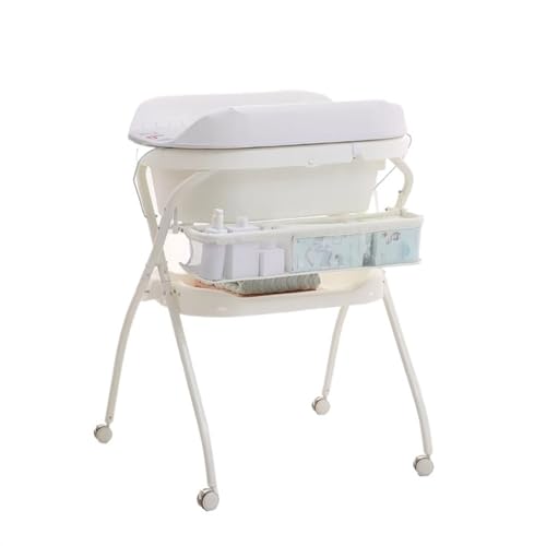 DTACBNEUZ Mesa para Cambiar pañales Mesa for pañales, Mesa for el Cuidado del bebé, Lavabo for baño, Mesa for Cambiar pañales, baño recién Nacido, Plegable Todo en uno Estación para Cambiar pañales