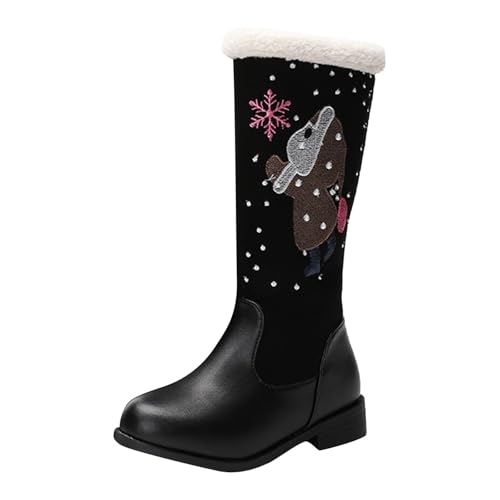 Princess Dress Up Boots for Girls Girls Mid Calf Round Toe Riding Boots with Zipper Comfortable Non Slip Booties