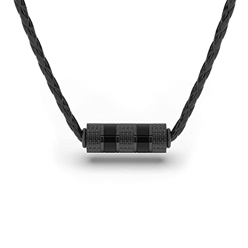 SERASAR Lederkette Herren Leder Kette mit Edelstahl Anhänger - 50cm schwarz Lederkordelkette Schmuck Schatulle Echtleder Geschenk für Schmuckband Gothic Emo Teufel Satan