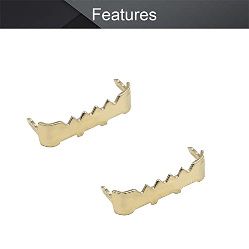 Image of MroMax 500PCS No Nail Sawtooth Picture Hangers 1.14 inch Nailess Zinc Plated for Hard and Soft Wood Frames Hanging Gold