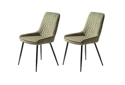 Esszimmerstuhl 2er Stühlen Grün Velvet Schwarze metallbeine Chair Taglia Unica velluto verde