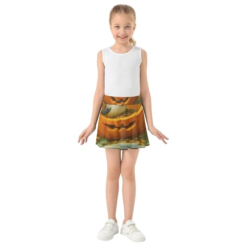 Tennis Skirts for Kids Pumpkin Birds Orange Girls Skorts Athletic Shorts Rainbow Little Girl 4t3