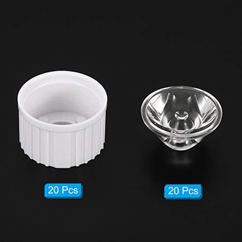 Image of PATIKIL 20mm LED Lens 10 Degree with Plastic Holder, 20 Set Acrylic Optical Lenses for 1W 3W High Power LED Light, White /Transparent