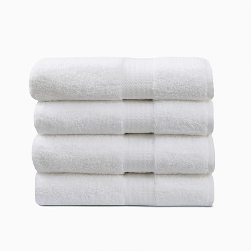 1888 Mills 4 Pack Premium Bath Towel Set, True Classics Premium Cotton Blend, Super Soft and Highly Absorbent Bath Towels for Bathroom, Hotels, Spa and Gym, White