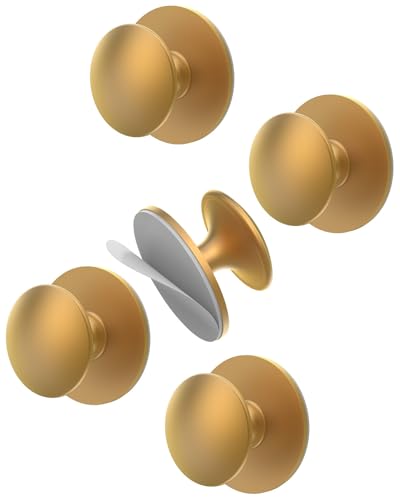 MeBantoo 5 Pack Gold Self-Adhesive Cabinet Knobs, Self-Stick Hardware Kitchen Cabinet Handles, No-Punch Peel and Stick Drawer Knobs for Refrigerators, Dressers, Windows, Closets