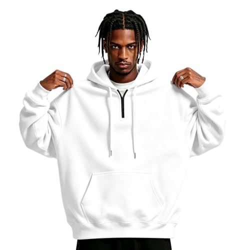 Fleece Hoodie Men Comfy Quarter Zip Pullover Sweatshirt Sweat Shirts - image 1