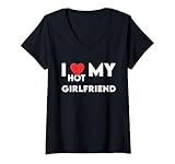 Damen I Love My Hot Girlfriend - Romantisches lustiges Paar passend T-Shirt mit V-Ausschnitt