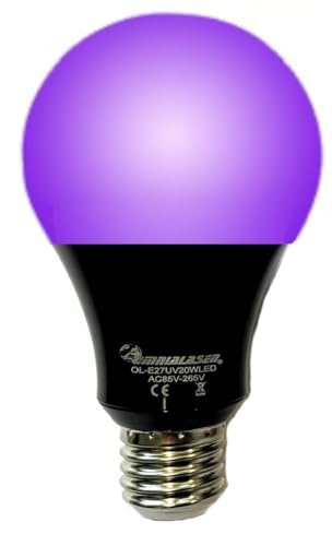 OmniaLaser OL-E27UV20WLED Lampadina a Raggi UV, 20W, Luce Blu, Effetto