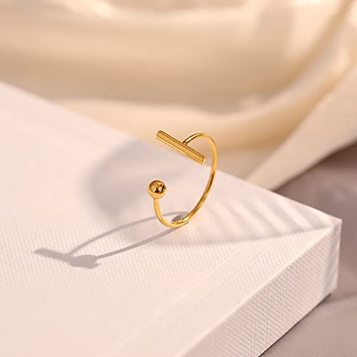 Chunky Dome Ring Stainless Steel Statement Rings For Women Teen Girls Irregular Geometric Rings Titanium Stackable Rings Adjustable Knuckle Midi Rings Set Open Finger Rings Aesthetic Jewelry 2 Pack (Gold) #TOP7