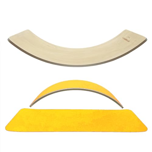 KiddiRedi® Wooden Balance Board Montessori Learning Development Health Education Toy Free Extra Felt (Yellow)