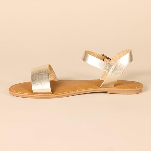 Image of Amazon Essentials Women's Two Strap Buckle Sandal with Adjustable Ankle Strap