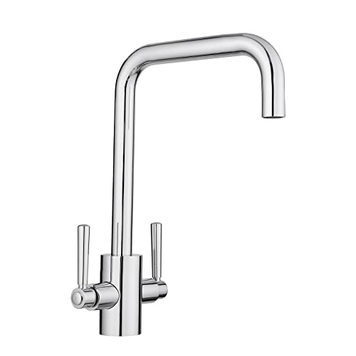 JASSFERRY Modern Kitchen Mixer Tap High Swivel U-Style Spout Sink Faucet Single Double Handles Chrome Polished