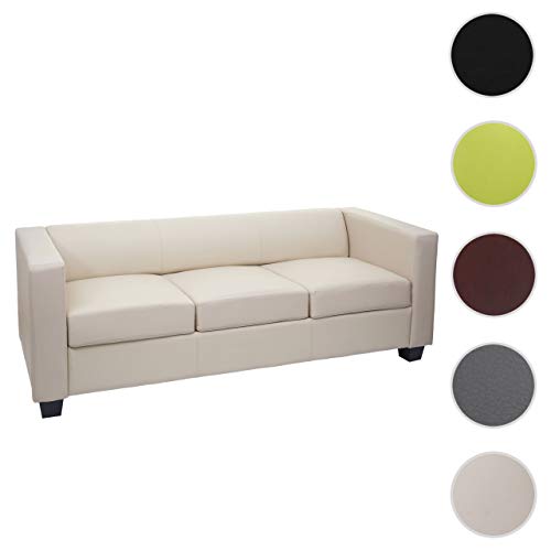 Mendler 3er Sofa Couch Loungesofa Lille - Kunstleder, Creme – Bild 6