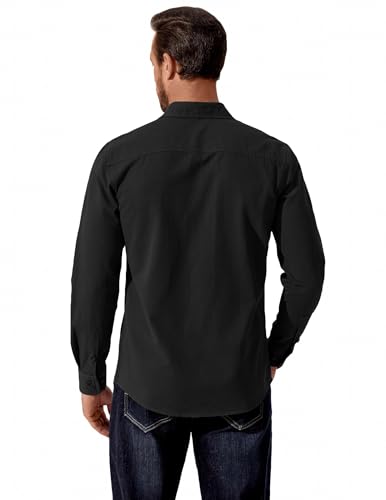 COOFANDY Mens Western Cowboy Shirt Long Sleeve Cotton Button Down Work Shirts with Pockets3