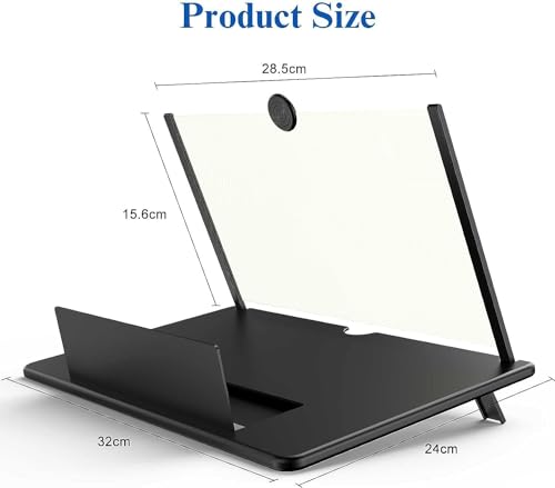 Image of 16 inch Screen Magnifier for Mobile Phone,3D HD Cell Phone Magnifying Projector Screen Enlarger for Movies, Videos, and Gaming,Foldable Phone Stand with Screen Amplifier,Supports All Smartphones (Black)