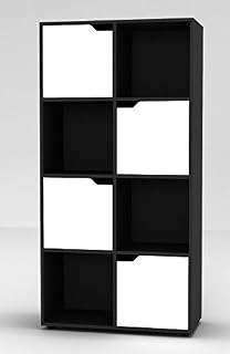 URBNLIVING Wooden Black 2 Cubed Bookcase With 1 Black Door